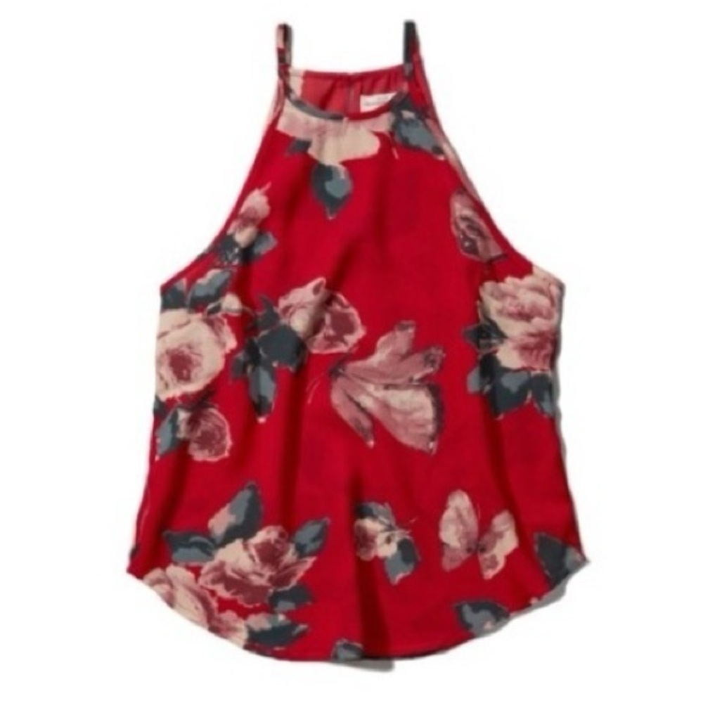 Abercrombie & Fitch Red Floral Tank Top